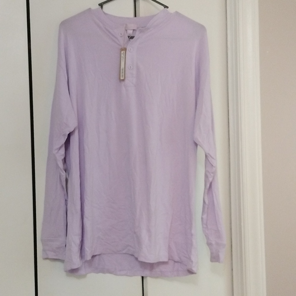 SKIMS NWT Long Sleeved Boyfriend Henley - Lily - Picture 2 of 4